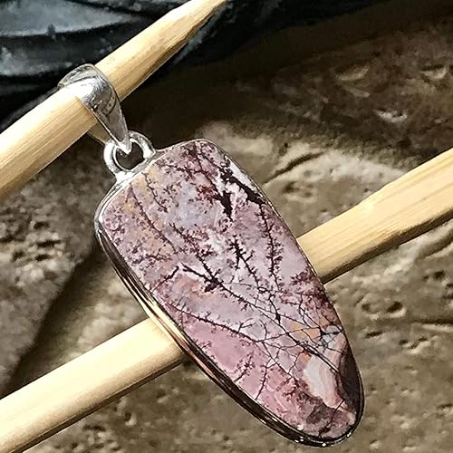 Miniatura 6 de Genuine Scenic Sonora Dendritic Rhyolite 925 Solid Sterling Silver Pendant 50mm