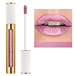 MAKI YIKA Pink Lipstick for Women Metallic Lipsticks Glitter Long Lasting Lipstick No Smudge No Transfer Liquid Lip Gloss (BR013 First Love)