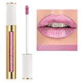 MAKI YIKA Pink Lipstick for Women Metallic Lipsticks Glitter Long Lasting Lipstick No Smudge No Transfer Liquid Lip Gloss (BR013 First Love)