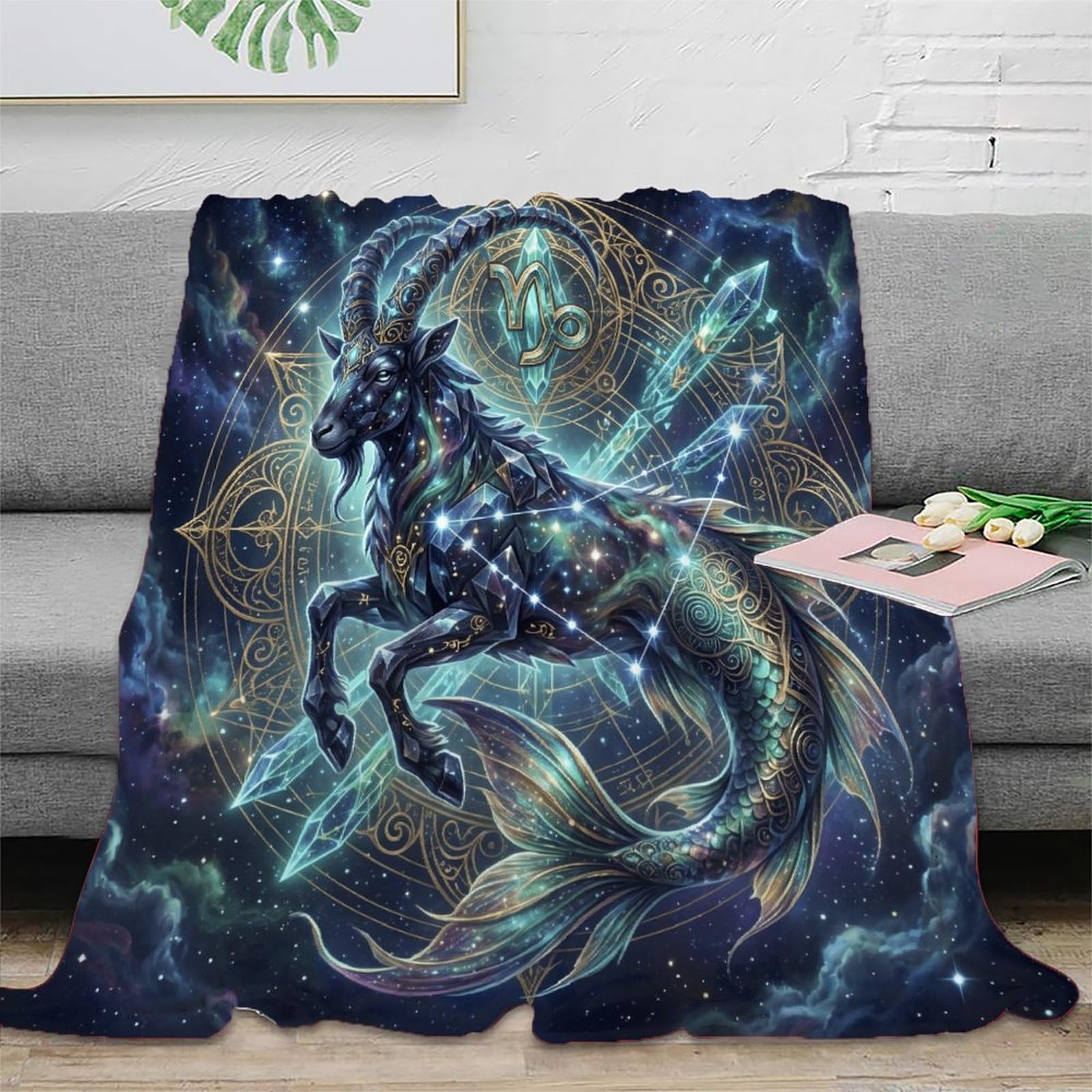 W7C8U2X3 Capricorn Zodiac Mysterious for Warm Throw Blanket, Office Nap Use
