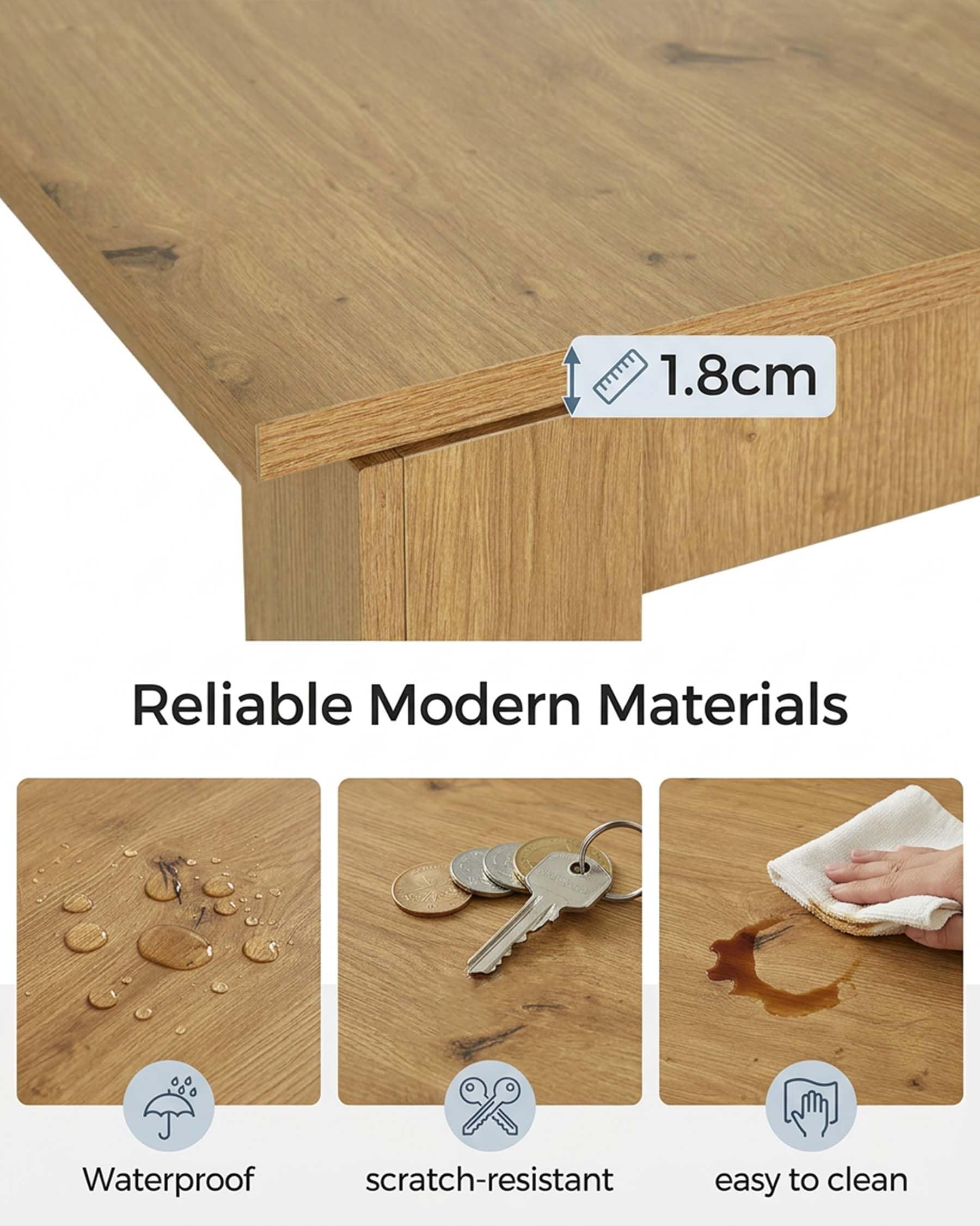 Esstisch ausziehbar Eiche Optik Küchentisch 90 bis 125 x 60 x 76 cm | Ausziehbarer Küchentisch in Eiche Optik mit 1,8 cm Tischplatte für Küche Esszimmer Wohnung und kleine Räume bis 4 Personen