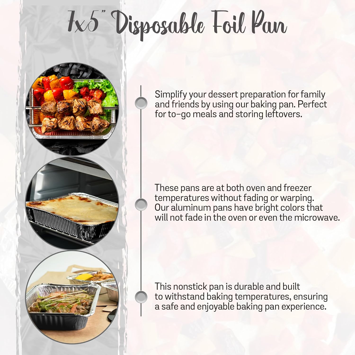 KitchenDance 1.5 lb. Colored Foil Takeout Containers With Lids - Heavy Gauge Aluminum Containers - Casserole Dish Disposable Pans for Cooking, Freezing, Food Prep, Storage - 7650 (Black, 50)
