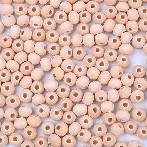 BronaGrand 200pcs 0.236 in Color Natural Bola Redonda Madera Espaciador Perlas Joyas Hallazgos Encantos