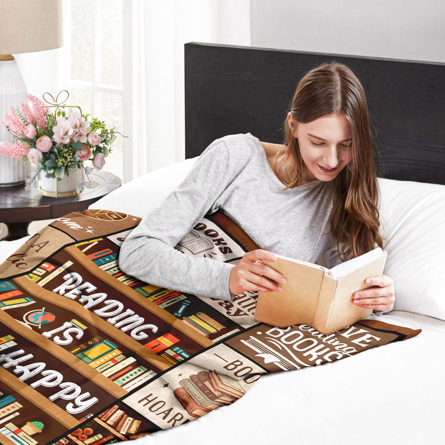 Book Lovers Gifts - Gifts for Book Lovers Women - Gifts for Readers - Reading Blanket - Books Club Librarian Bookworm Bookish Blanket Present for Women - Christmas Graduation - Throw Blanket 50"x60" - Image 4