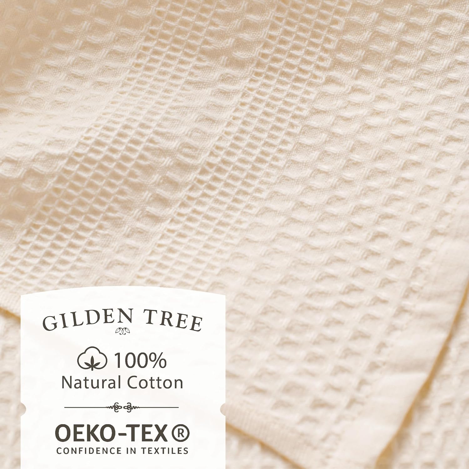 GILDEN TREE Waffle Towel Set Quick Dry Thin | 2 Bath Towels | 2 Hand Towels | 2 Washcloths, Classic Style (Cream) - Image 2