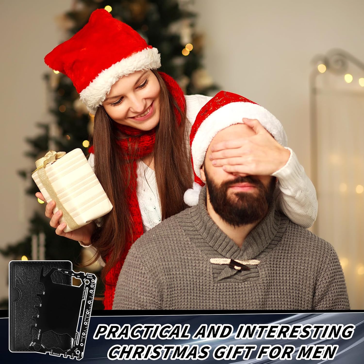 Cholemy 12 Pcs Credit Card Wallet Multitool 46 in 1 Metal Stainless Steel Survival Pocket Tool Multipurpose Bottle Opener Bulk for Men Christmas Stocking Stuffer Gift(Black,Classic Style) - Image 5