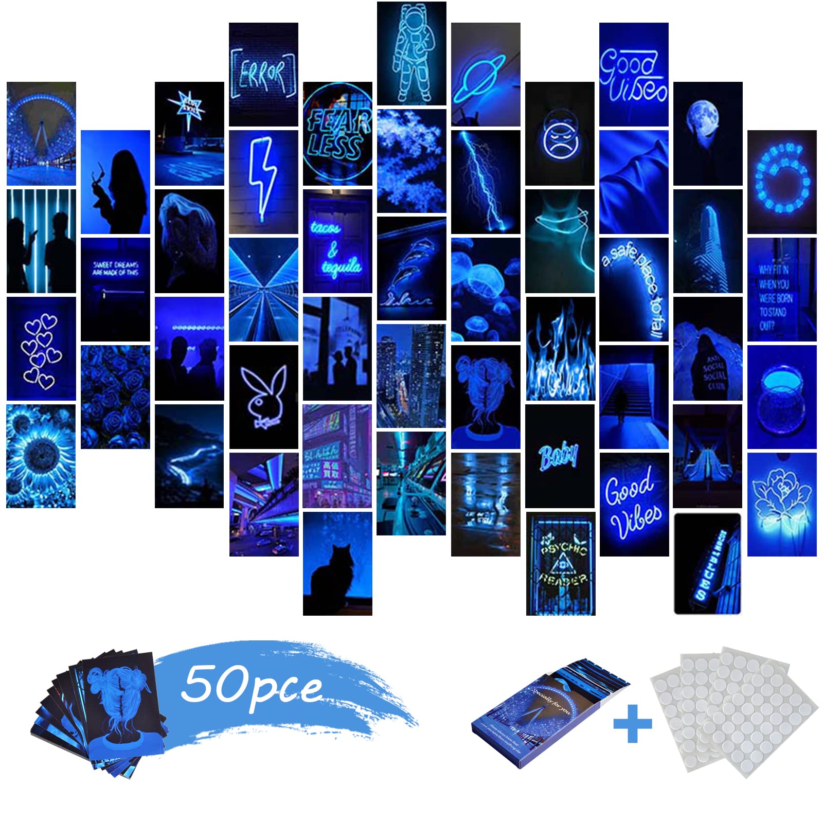 JUWUTE Wall Collage Kit Aesthetic Pictures, Blue Aesthetic Poster, 50