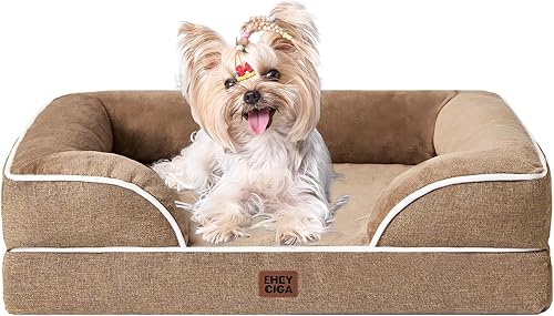 Miniatura 208 de EHEYCIGA – Cama ortopédica mediana impermeable para perros medianos, de espuma viscoelástica tipo caja de huevos, con bordes elevados y base