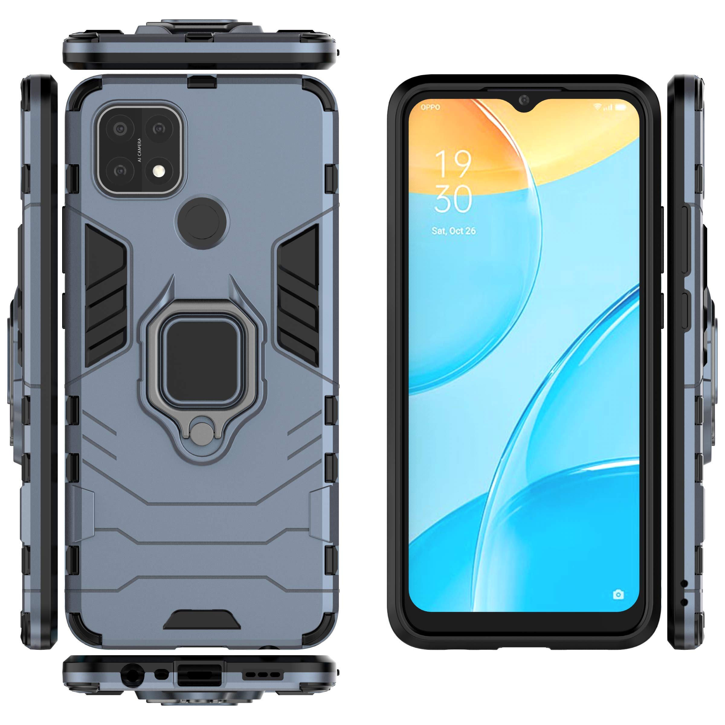 Migliore Cover OPPO A15 A35 con Supporto Auto e Grado Militare Nero