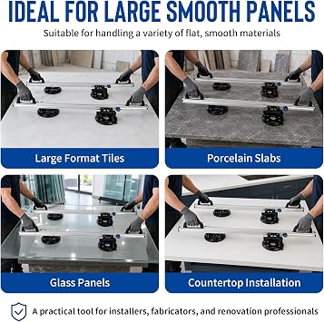 LOZLIN Double Handle Vacuum Suction Cup Lifter, Heavy Duty Aluminum Alloy Tile Glass Suction Gripper, Adjustable Stone Slab Carry Tool for Moving Lifting Installing Floor Wall Countertop Materials