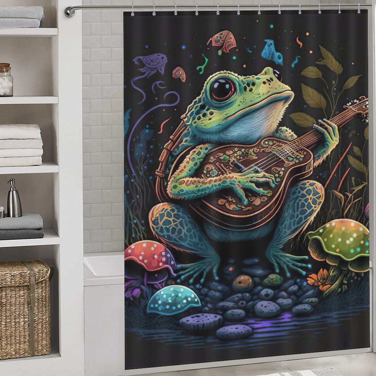 Rideau de douche grenouille anti moisissure en polyester lavable 168x183