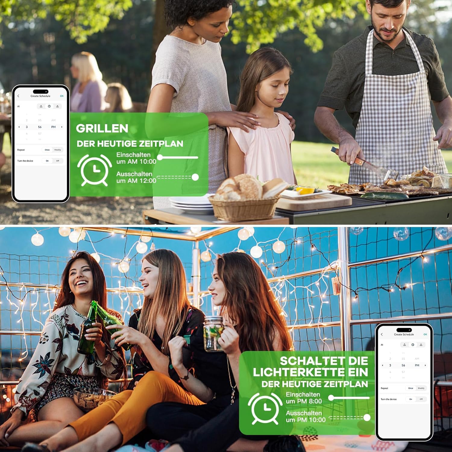 GreenSun WLAN Steckdose Outdoor – Smart Life App, IP44 wetterfest, Zeitschaltuhr, Strommessung, Sprachsteuerung für Alexa & Google Home, 16A, 2,4GHz – ideal für Garten, Terrasse, Balkon