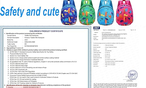 Miniatura 6 de DB Mini mochila de dinosaurio para niños pequeños con correa, arnés para niños y bebés (azul oscuro)