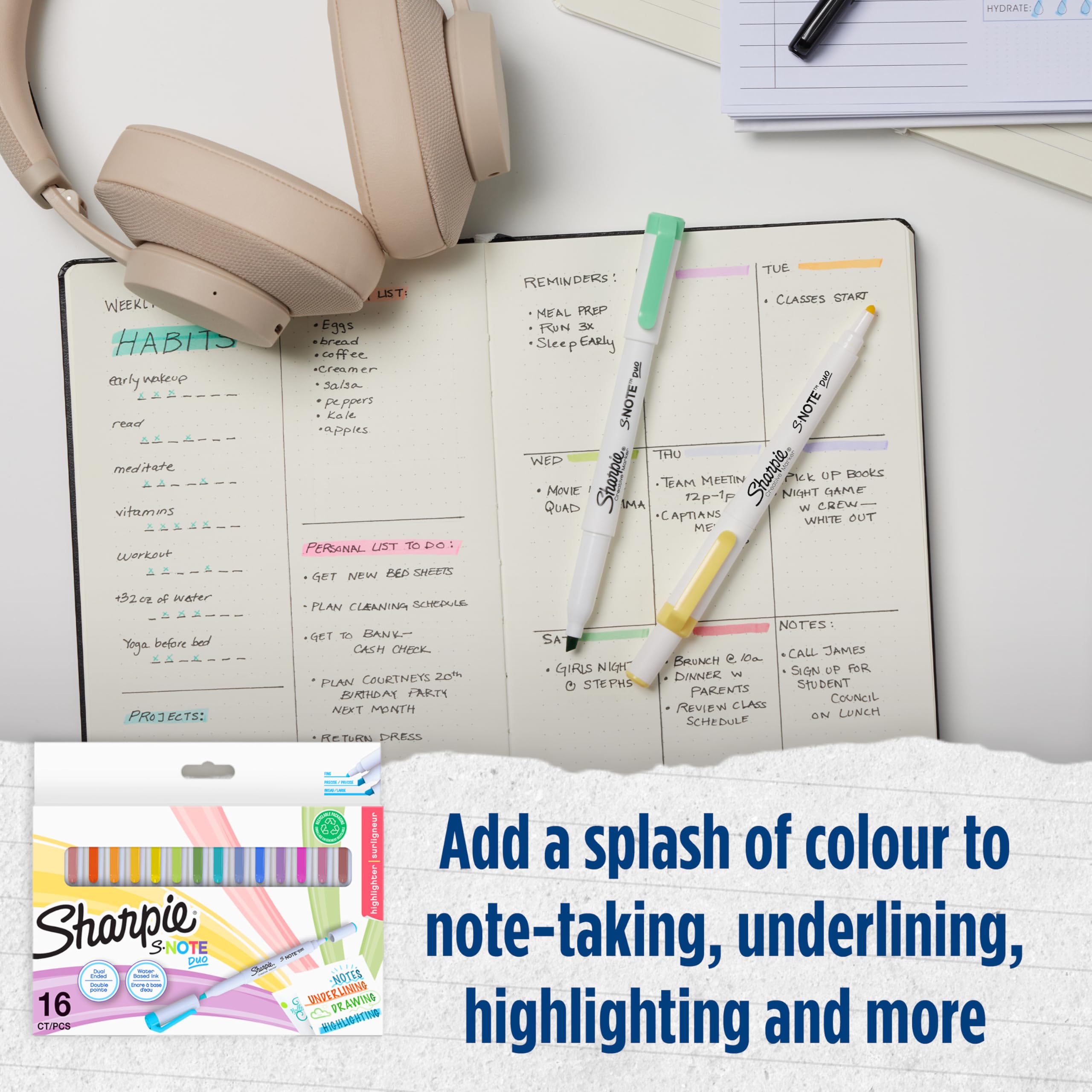 Paper Mate & Sharpie Stifte & Marker Set | Schreibwaren | KugelschreiberTextmarkerPermanentmarkerDruckbleistifte & Korrekturband | Perfekt für Schule & Büro | 124 Stück