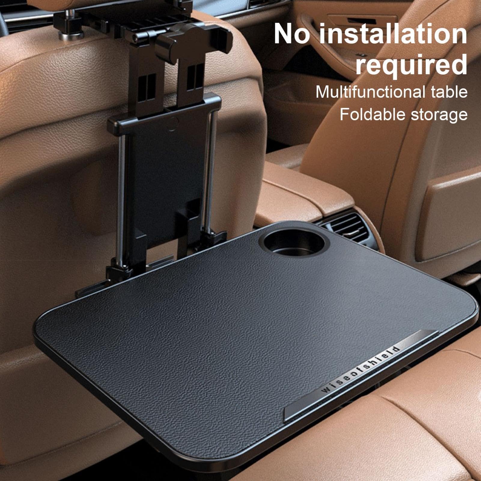 Bracciolo Posteriore Per Auto Con Portabicchieri E 2 Tasche Portaoggetti - Universale, Pelle Microfibra Impermeabile - 6