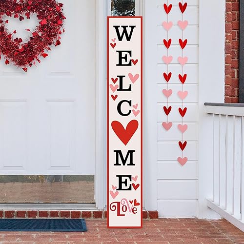 Letrero de bienvenida para el día de San Valentín para puerta delantera, San Valentín, porche, decoración de pie, decoración al aire libre, hogar,
