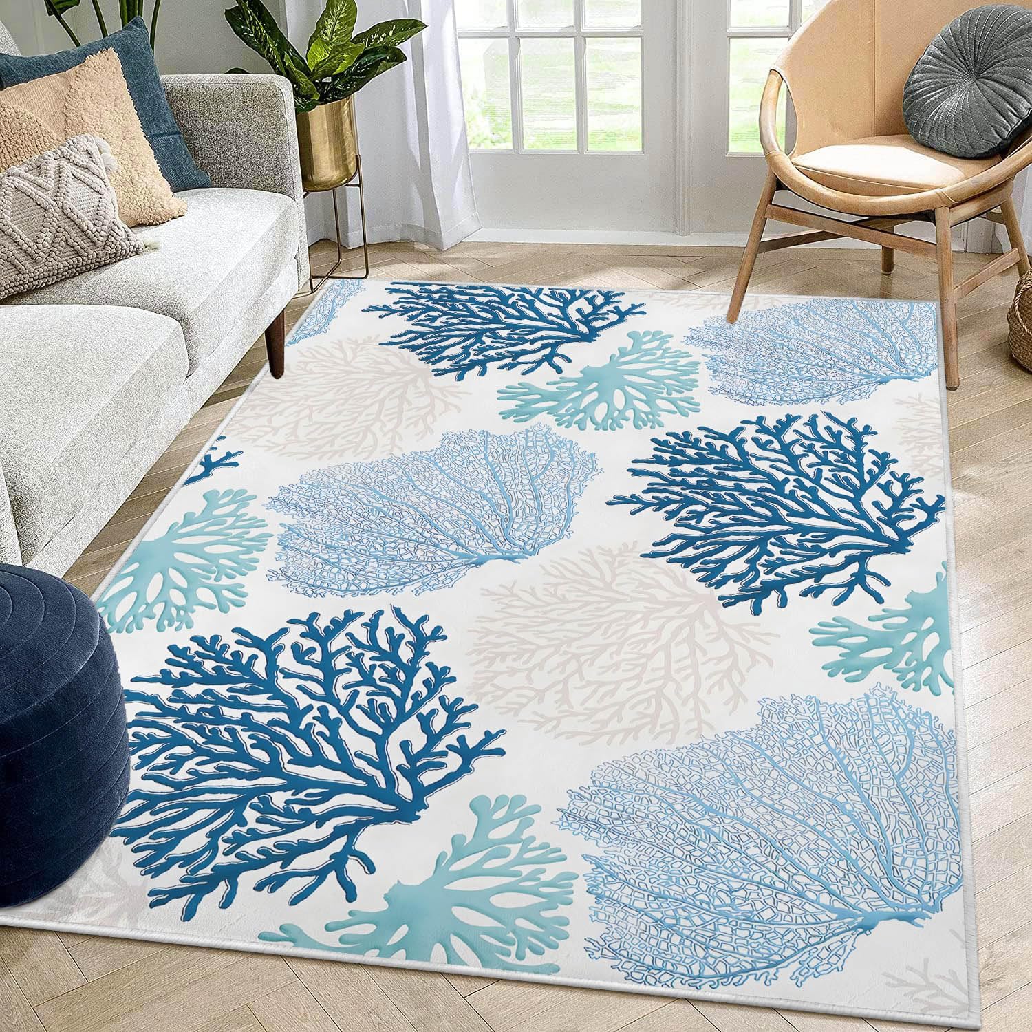Abstract Area Rug, Purple Gray Marble and Golden Pattern, Machine Washable Modern Non-Slip Rug, Home Decor Floor Carpet for Classroom Laundry Bedroom Living Room, 5' x 7'