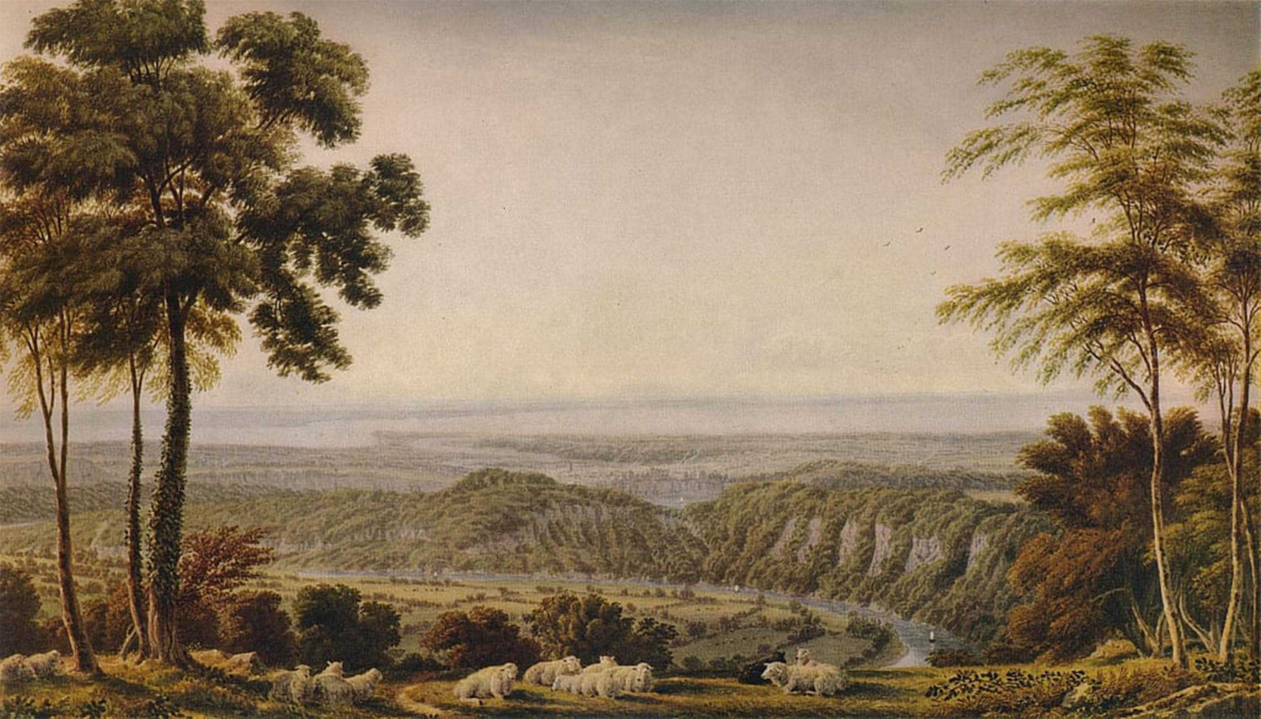 ARTXLXXBN Famous Prints Artwork Pictures Poster Painting Art View From the Wyndd Cliff Near Chepstow - Morning by Mallord William Turner Artwork Landscape Pictures for Home Decor 60x90cm
