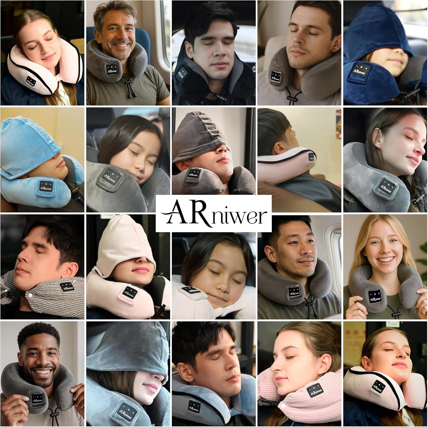 Bluetooth Music Semicircular Neck Pillow with Hood Wireless Bluetooth Speaker Suitable Airplane,Car,Office,and Outdoor Camping for Sleeping, Resting The Best Travel Essentials. (Pink) - Image 2