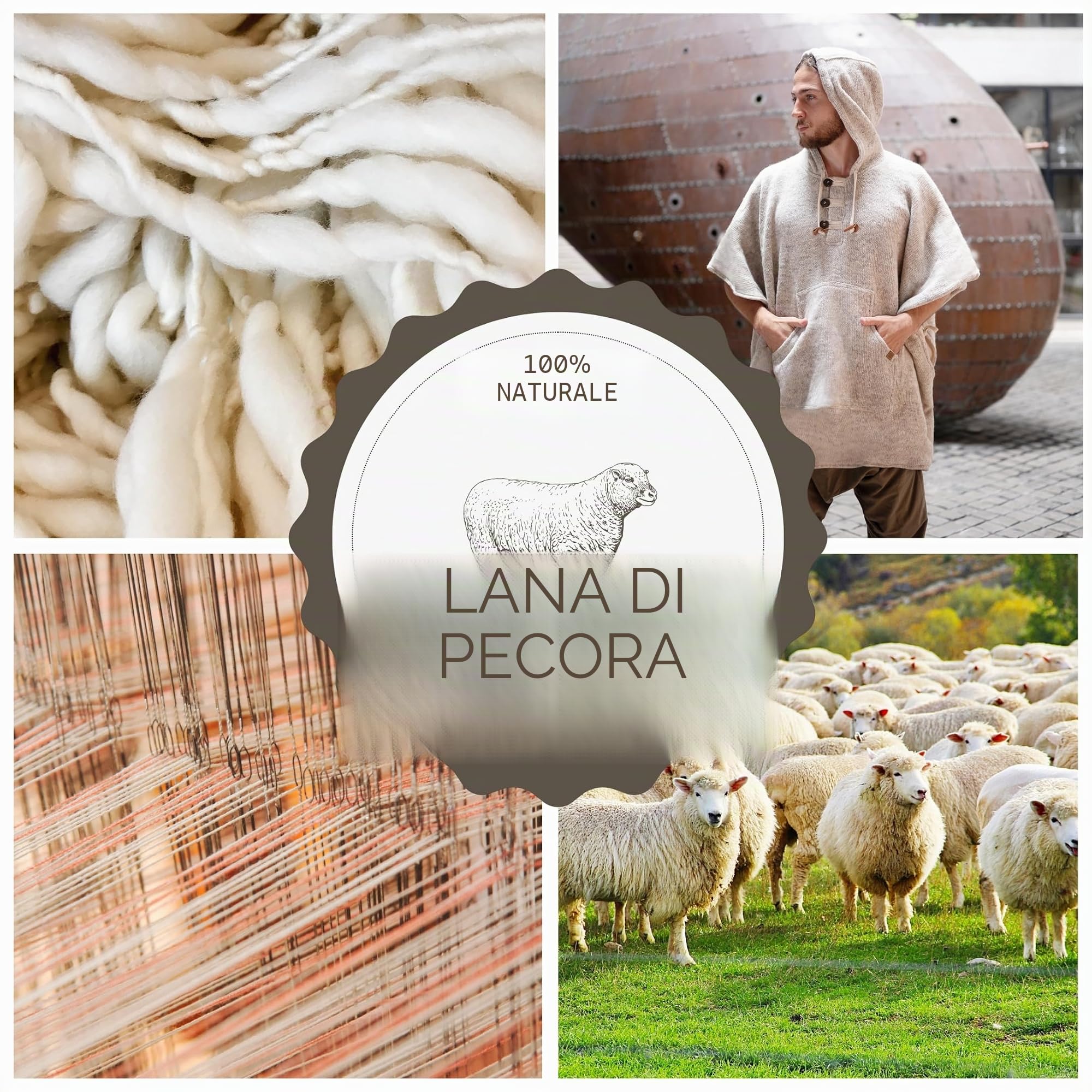 virblatt - Poncho Donna & Poncho Uomo | Lana&Caldo pile| Poncho Invernale Uomo Tabarro Poncho Felpa Poncho Lana Mantello