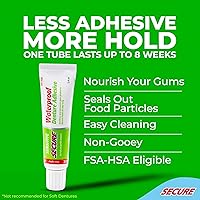 Vista 2 de Secure Sensitive Gums - Adhesivo impermeable para dentaduras postizas con goma de mascar de aloe vera y mirra, extra fuerte durante todo el día