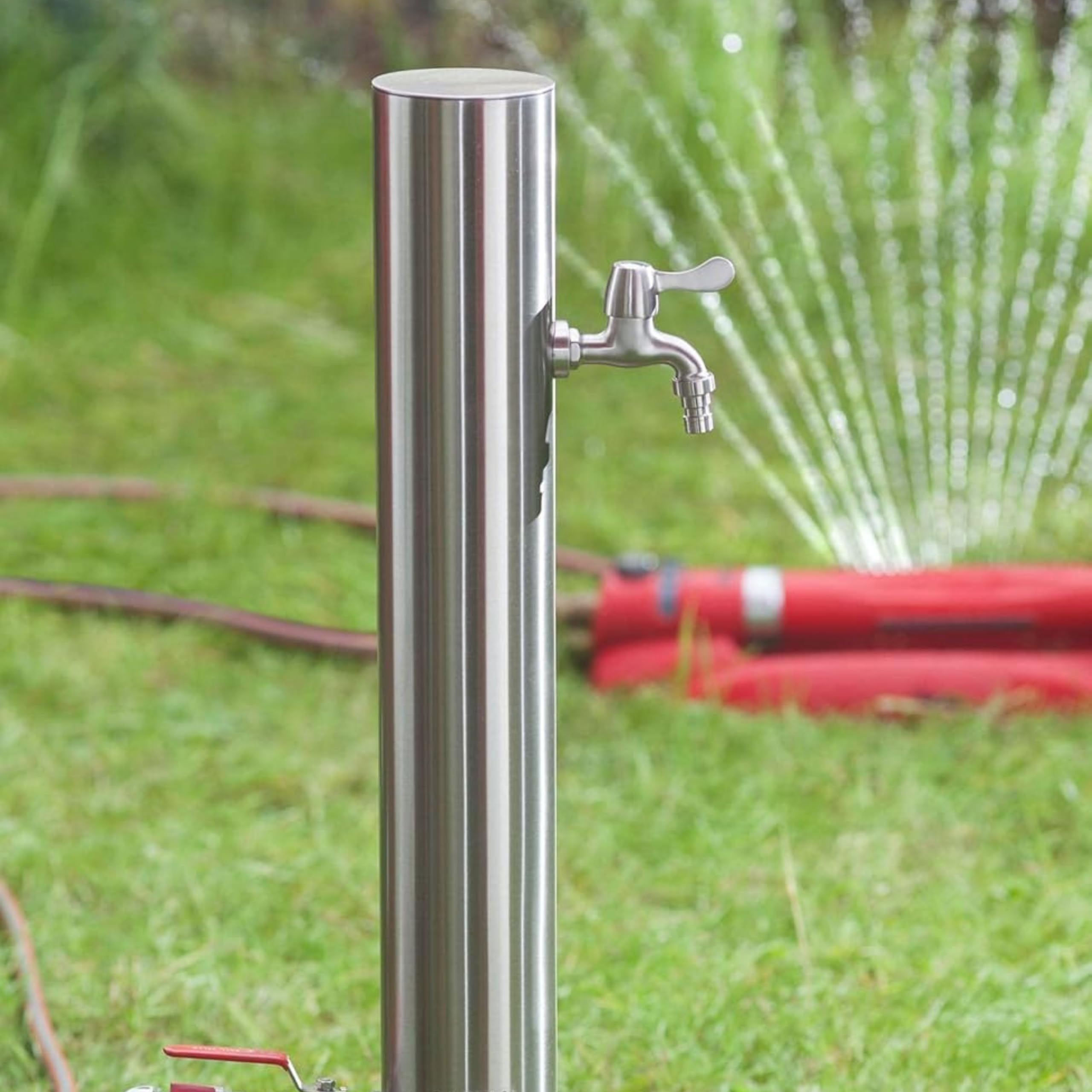 UPP Colonne de distribution d'eau en acier inoxydable avec 2 robinets, conduite d'alimentation cachée - Robinet d'eau - Fontaine, installation facile - 75 cm