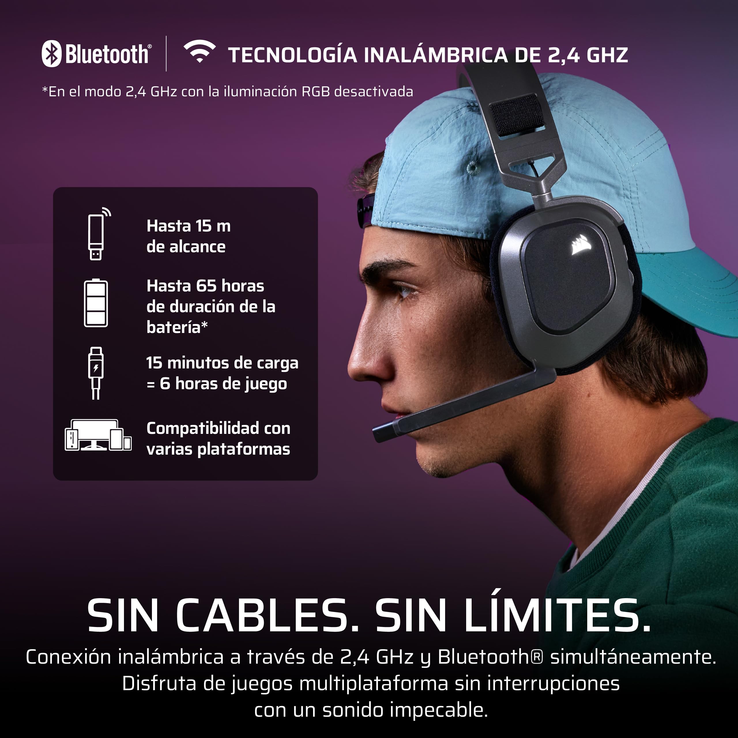 Corsair HS80 MAX Wireless Auriculares para Juegos Xbox Gaming Headset con Bluetooth – Dolby Atmos – Micrófono de Calidad Broadcast – Compatible con iCUE – Xbox, PC, Mac, Mobile – Gris Acero | Dolby Atmos, micrófono omnidireccional, compatible con iCUE, Xb