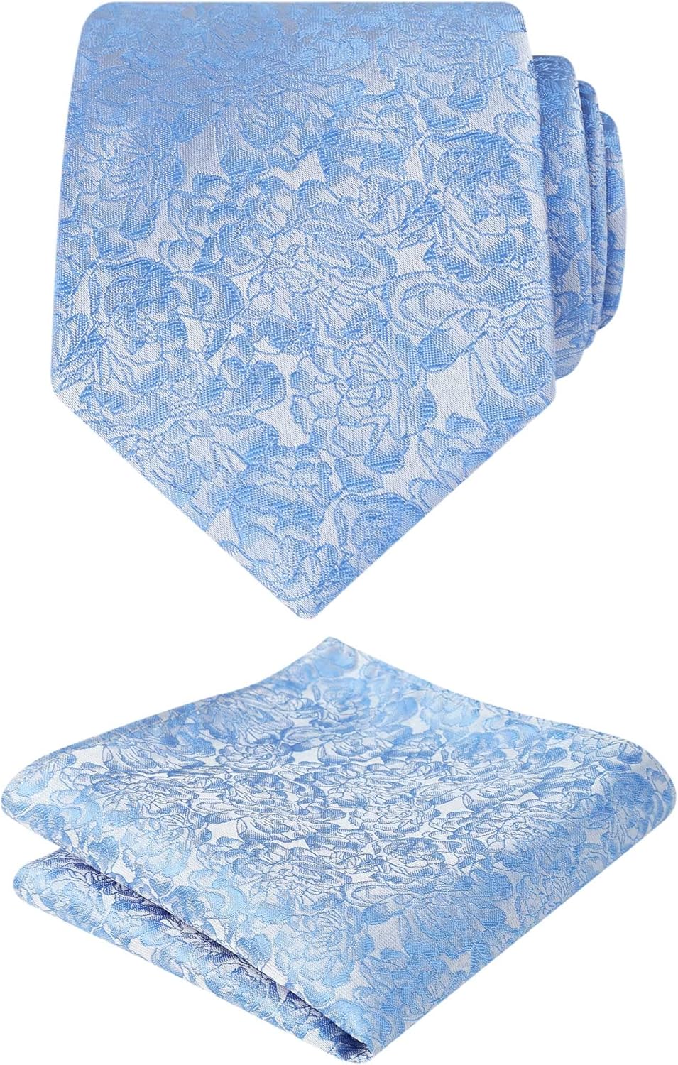 Alizeal Mens 3.15inches Rose Pattern Necktie with Floral Handkerchief Set