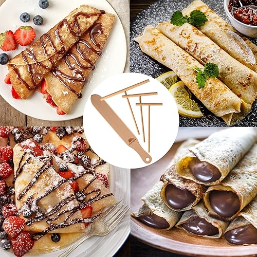 Miniatura 6 de Kit de esparcidor y espátula de crepé, 3.5 pulgadas, 5 pulgadas, 7 pulgadas en forma de T y espátula de 13.4 pulgadas, herramienta para panqueques,
