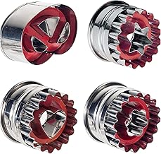 Westmark Cookie Cutter Set, 4 Pieces, 4 Different Designs, with Ejector, Stainless Steel/Plastic, Linzer, Silver/Red, 350022E6