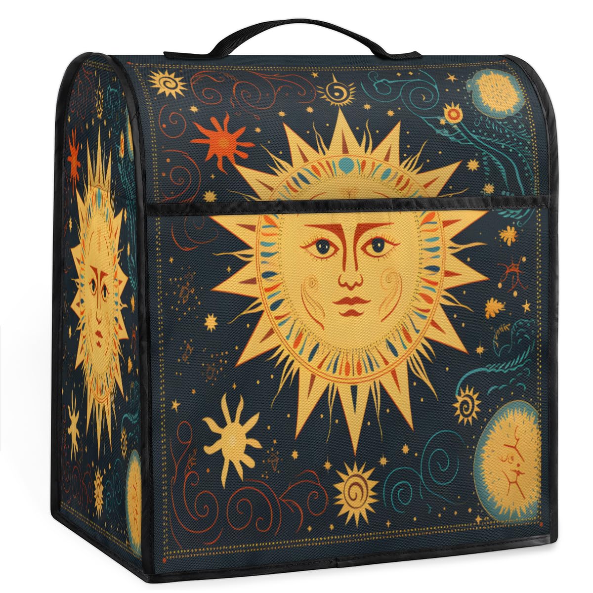 Coffee Maker Cover Bohemian Sun Ethnic Kitchen Appliance Covers Small Appliance Covers Blender Cover Juicer Cover Dust Covers for Kitchen Appliances with Top Handle and Pockets,Washable,B751