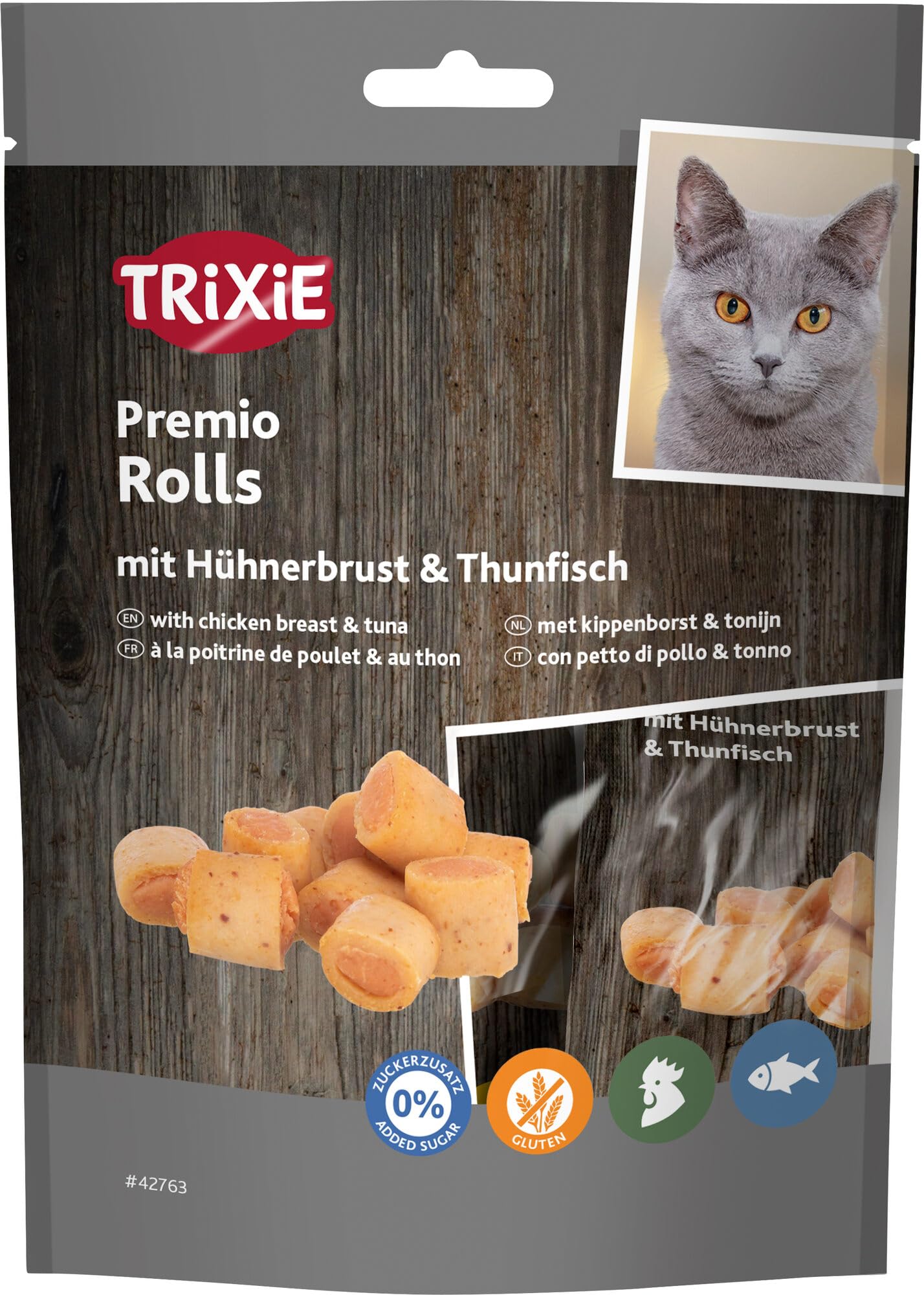 3 PACK TRIXIE PREMIO CHICKEN & TUNA ROLL GLUTEN FREE CAT TREATS SNACKS 50G