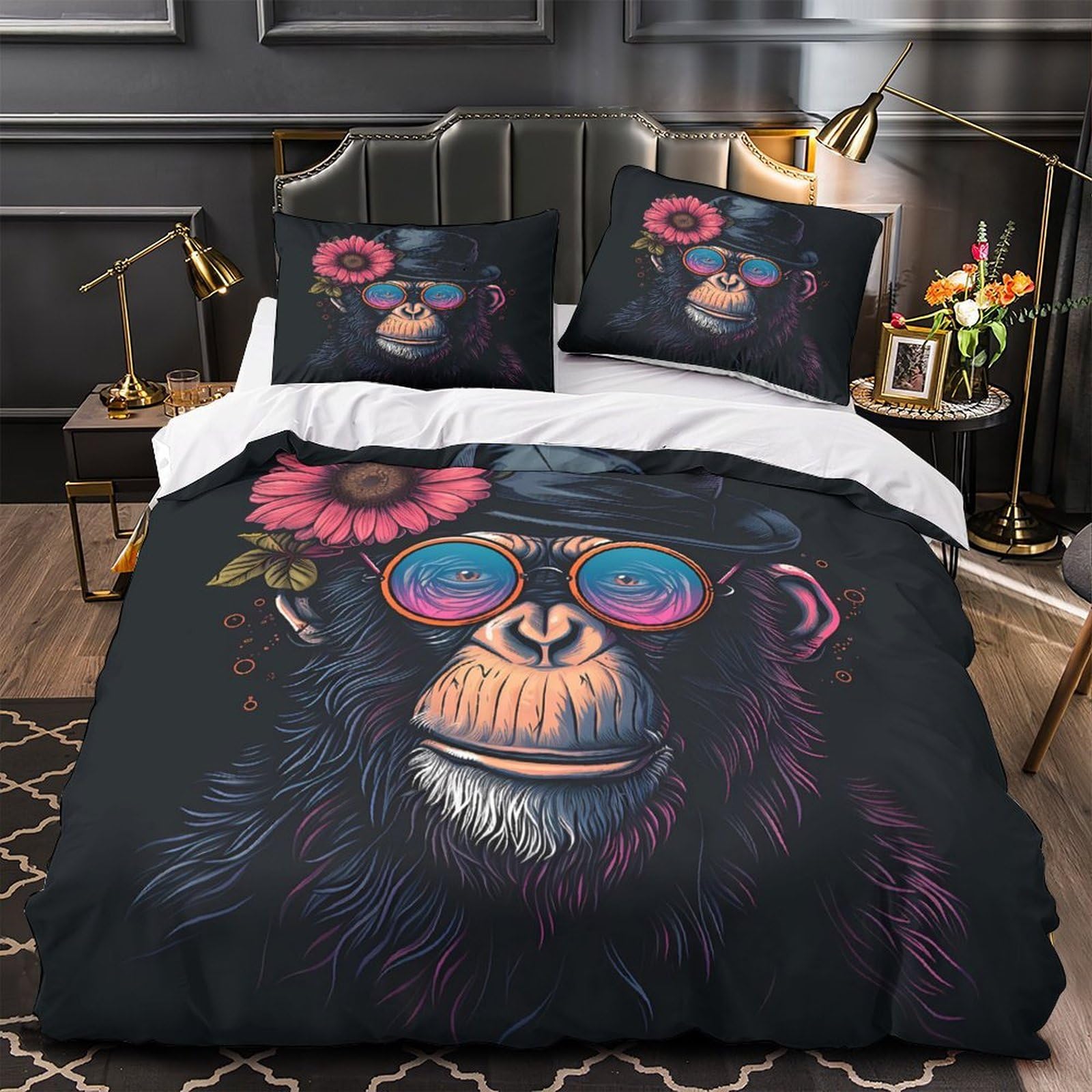 Housse de couette effet microfibre 3D premium 200x200cm parure haute densité