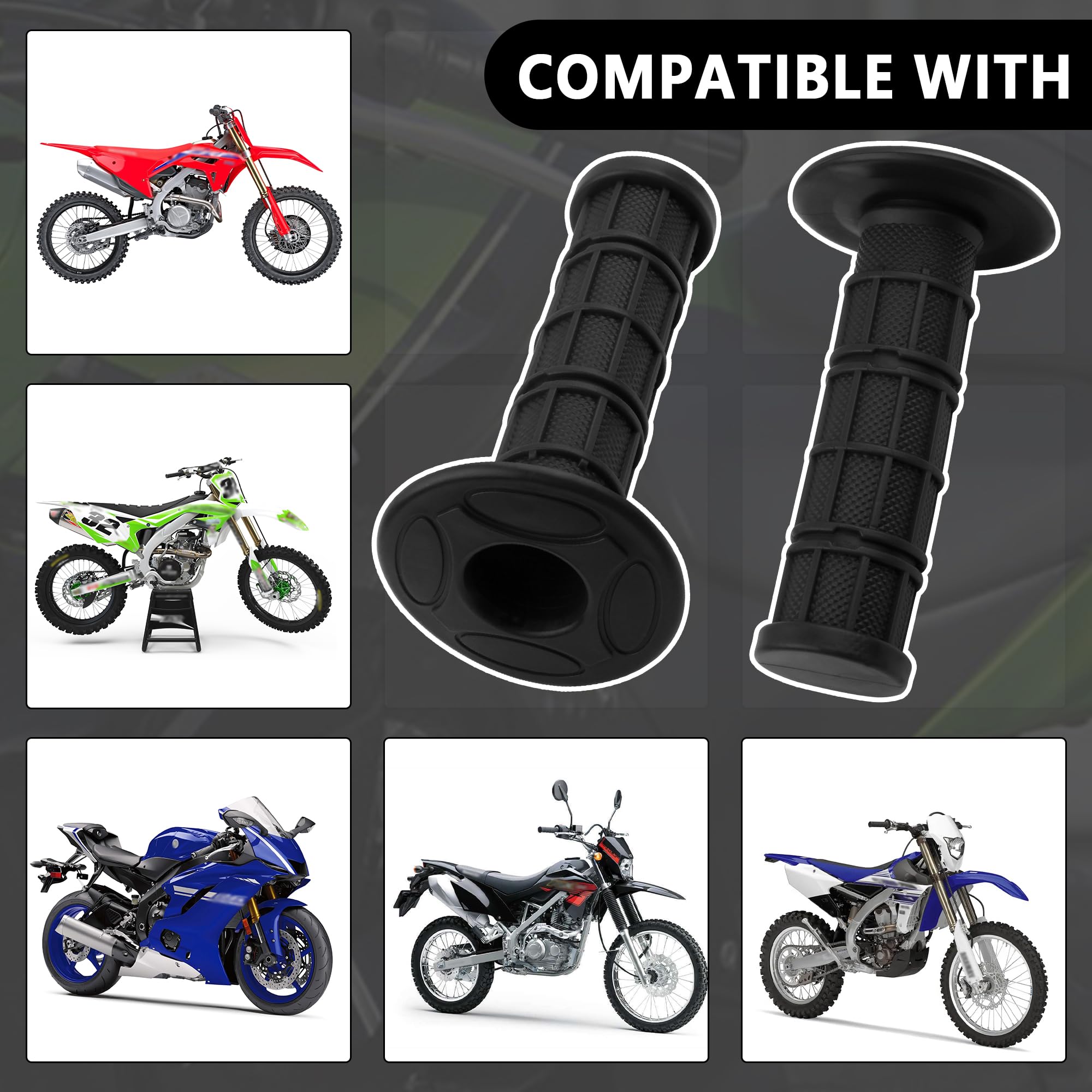 2 pezzi maniglia per moto, gomma antiscivolo, manico per moto, con 22 mm a sinistra e 24 mm a destra, compatibili con CRF KXF, universale, da polso e moto, accessori per donne e uomini