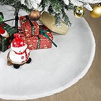 Vista 9 de 48 Inch Christmas Tree Skirt - Vonhen Extra Larger Thick Faux Fur Tree Skirt White Plush Skirt for Merry Chtistmas Party Christmas Tree Decoration