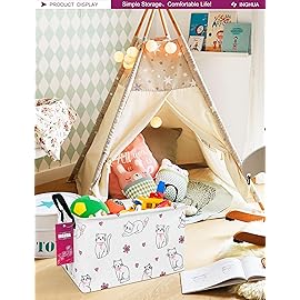 INGHUA Rectangular Storage Basket Fabric Organizer Bin for Toys,Books,Clothes,Gifts,Pets-Perfect for Home,Office,Nursery,Dorm,Shelf(Rec-Love cat )