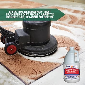 Sun-Glo Spray Bonnet Shampoo - Advanced Formula, Heavy Duty Commercial Strength, High-Performance Carpet Care - (4x1 Gallon Case)