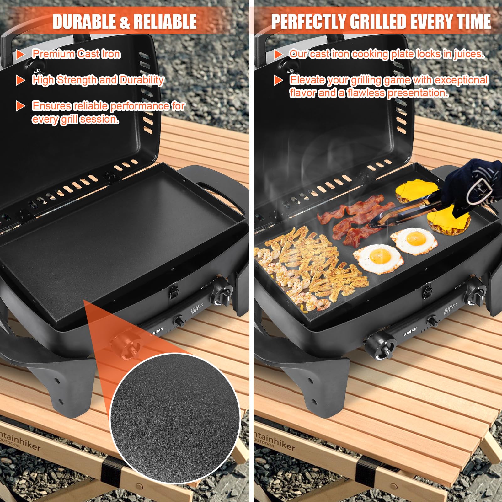 GFTIME Nieprzywierająca płyta grillowa do grilla gazowego Enders Urban & Explorer, żeliwna płyta grillowa z powłoką zapobiegającą przywieraniu, pełnowymiarowa powierzchnia grillowa, akcesoria do