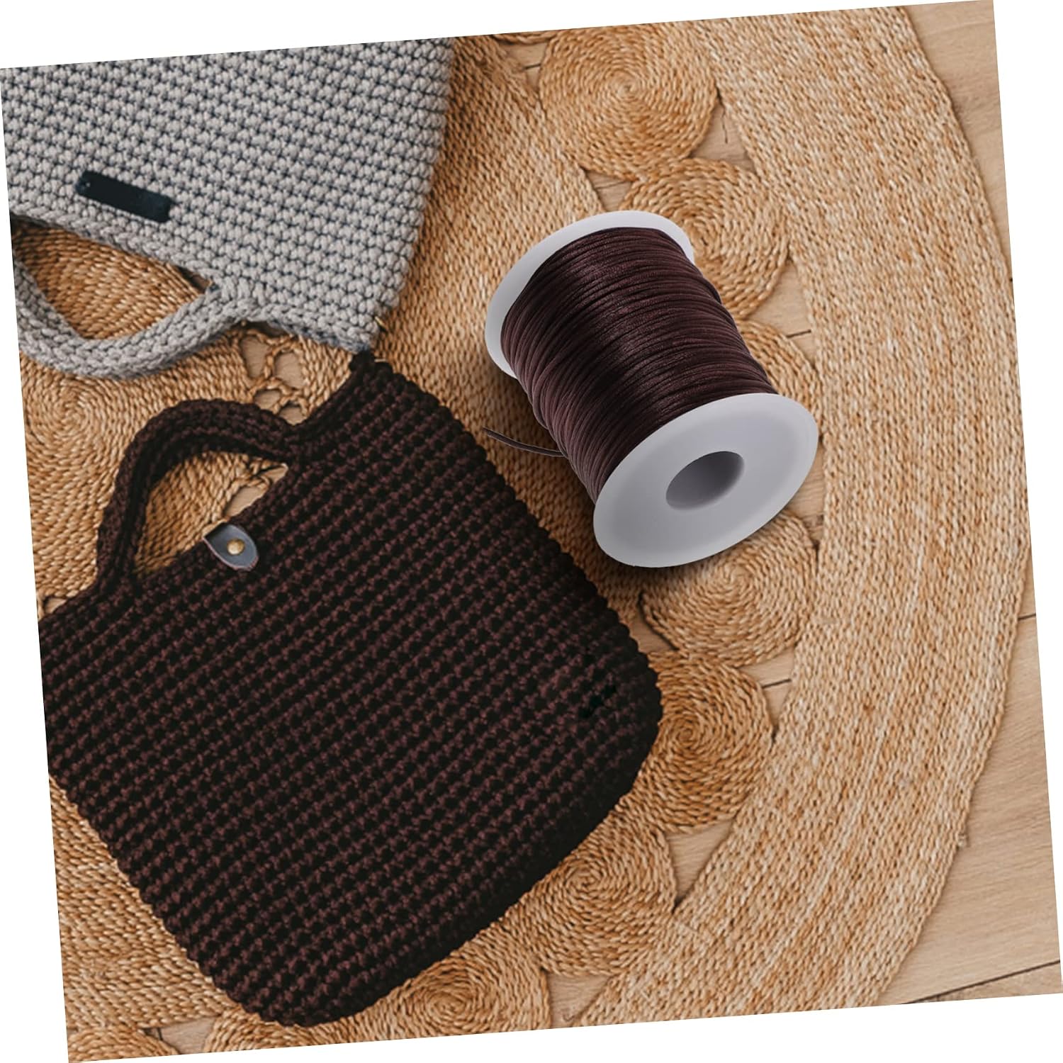 LIFKOME Knitting Crocheting Thread Dark Green Braided Upholstery Wire 7 Yarn DIY Knitting Thread 100m/roll 2 Rolls Pack