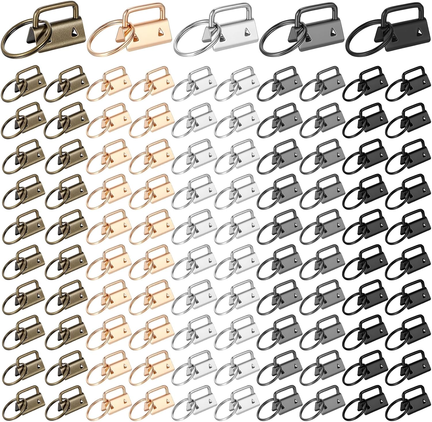 Tobeelec 100 Pcs Key Fob Hardware,1 Inch Keychain Hardware Set with Split Ring for Wristlet, Key Lanyard, Keychain Making Kit Crafts DIY Supplies for Gifts (5 Colors)