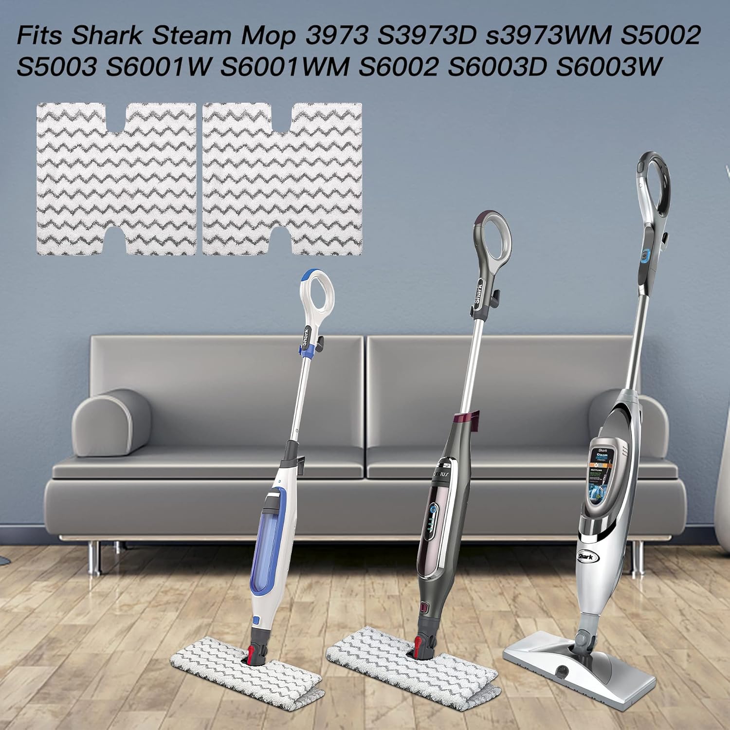 Pocket Steam Mop Pads for Shark S5003d, 8 Packs Microfiber Cloths for Shark 3973 S3973D S5002 S5003 S6001 S6002 S6003 Steamer Mop, Replace for Parts:XTP184 & P184WQ