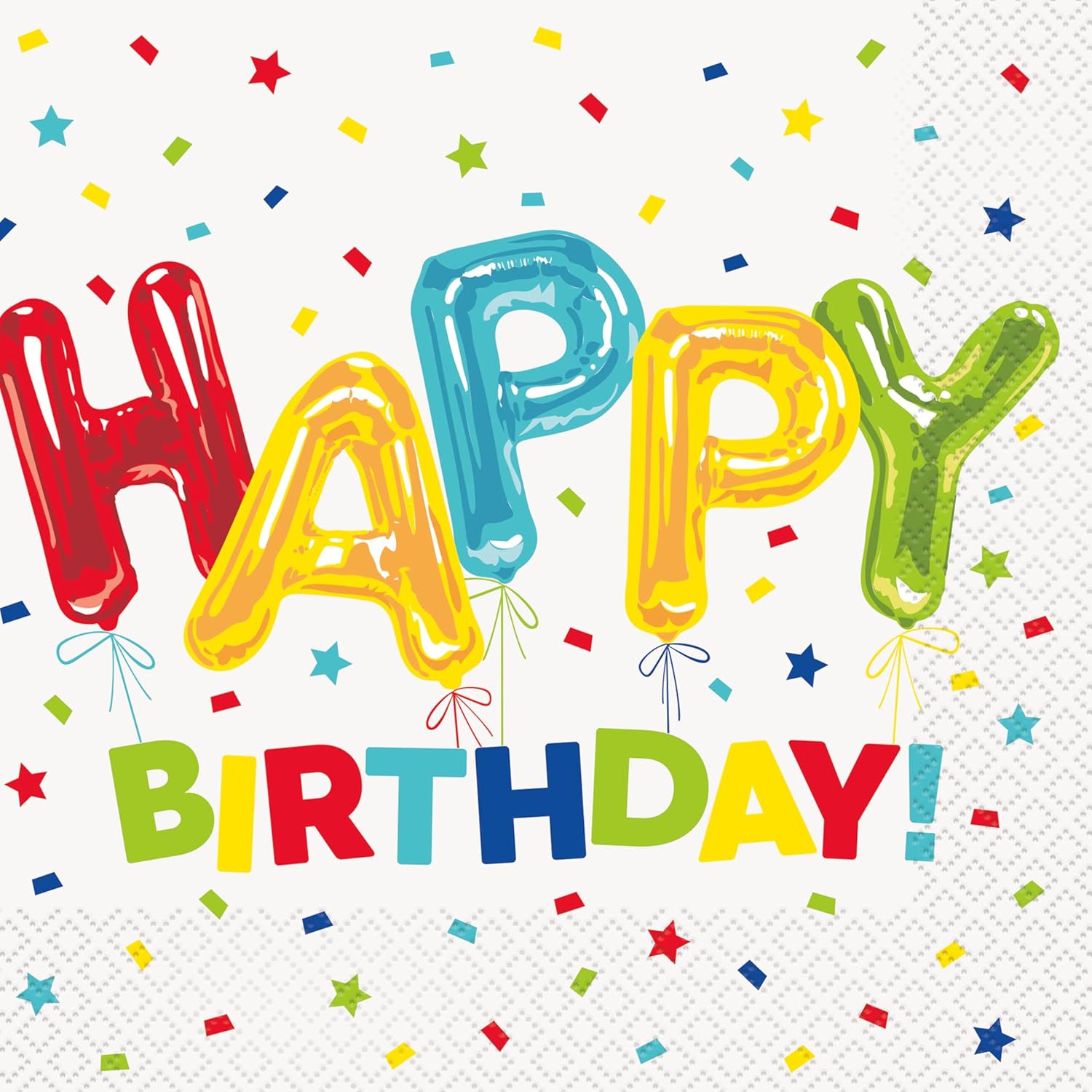 Unique 73102EU 6.5" Happy Balloon Birthday Party Paper Napkins (Pack of 1), Multi-Colour