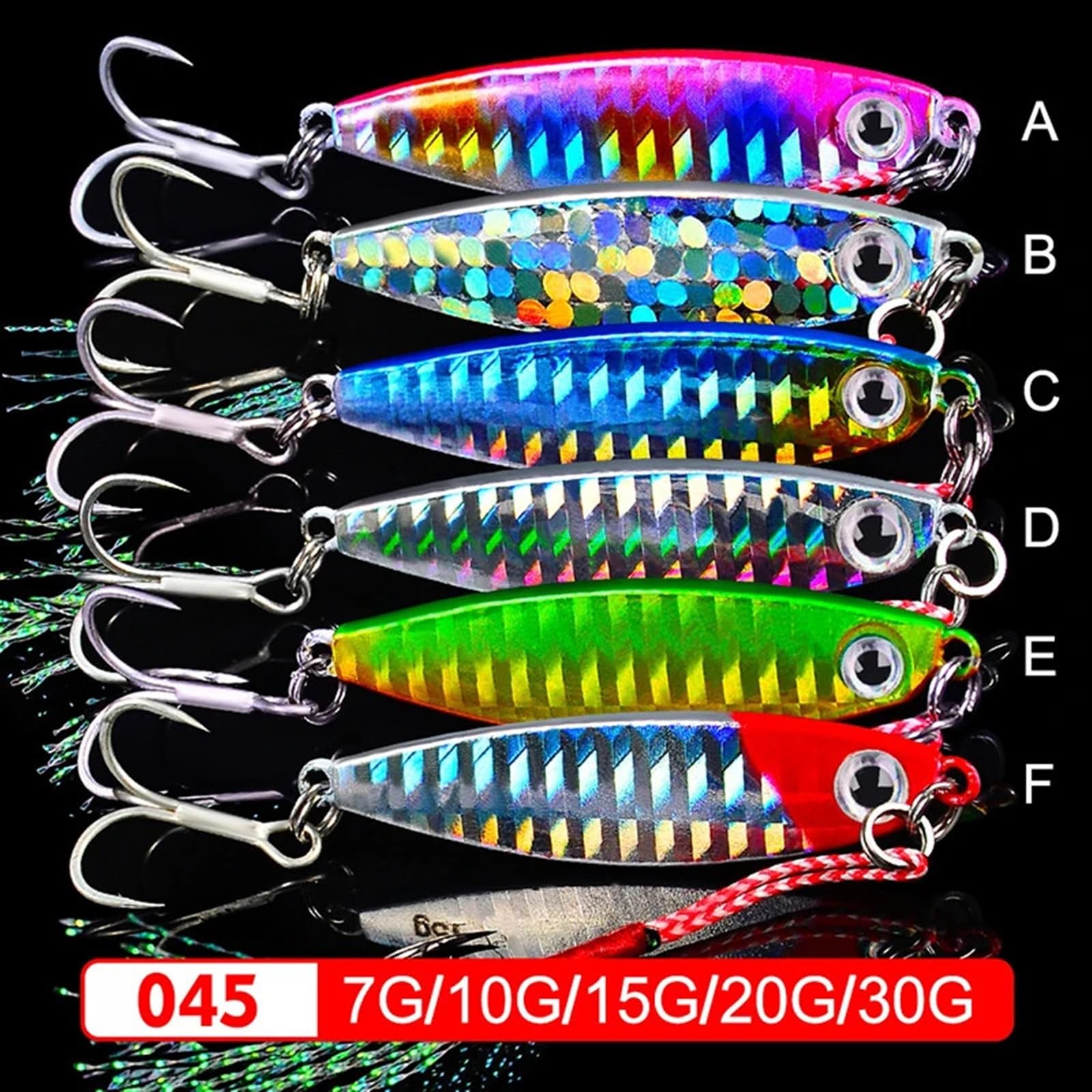 Señuelo de Pesca con Lentejuelas de Metal, 7/10/15/20/30G, Crankbait Jig Shads, Cuchara, cebos Artificiales, lubina, Wobbler, Cebo Giratorio, Señuelos de Pesca Marinos