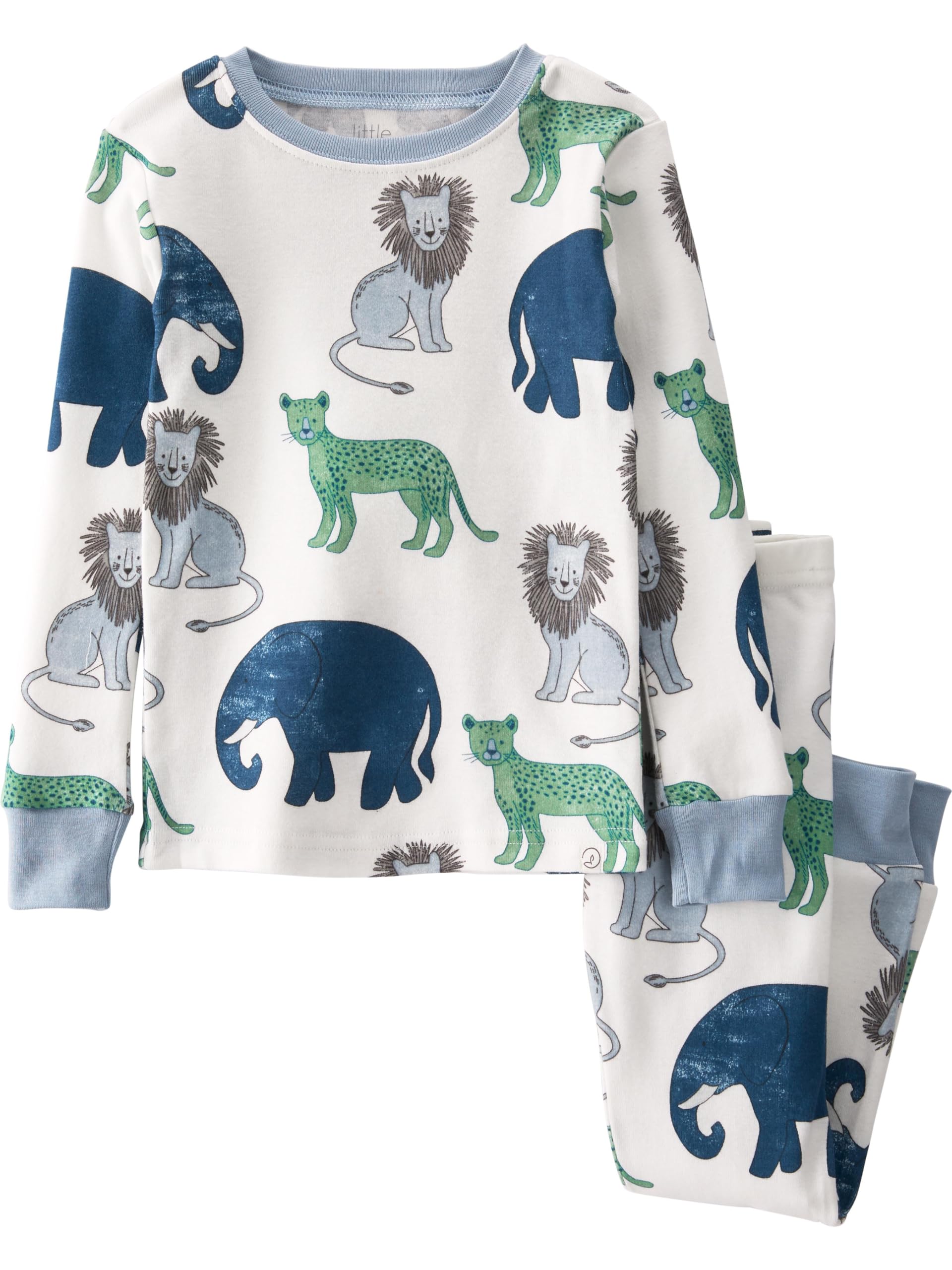 little planet by carter's Baby 2-Piece Pajamas Made with Organic Cotton, Blue Safari Animals, 4T