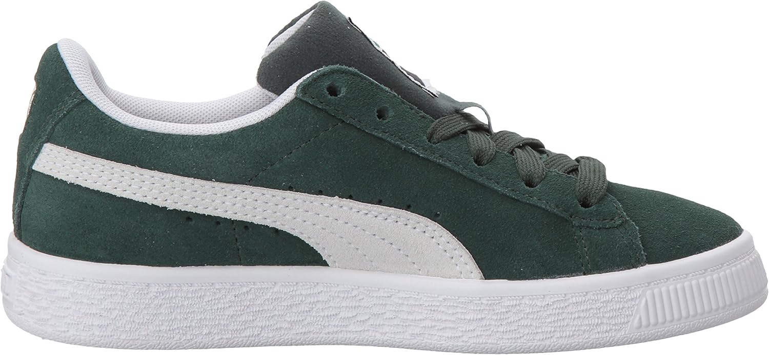 PUMA unisex child Suede Classic Sneaker, Pine Needle-puma White, 2.5 Little Kid US