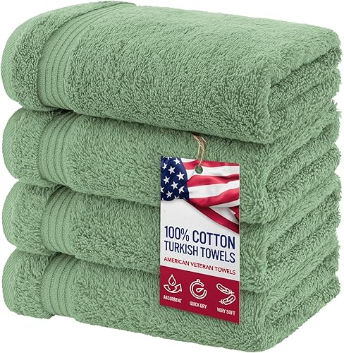 Vista 221 de American Veteran Towel, Juego de 4 toallas de mano para baño, juego de toallas de mano turcas 100% algodón, toallas de mano suaves, toallas de mano