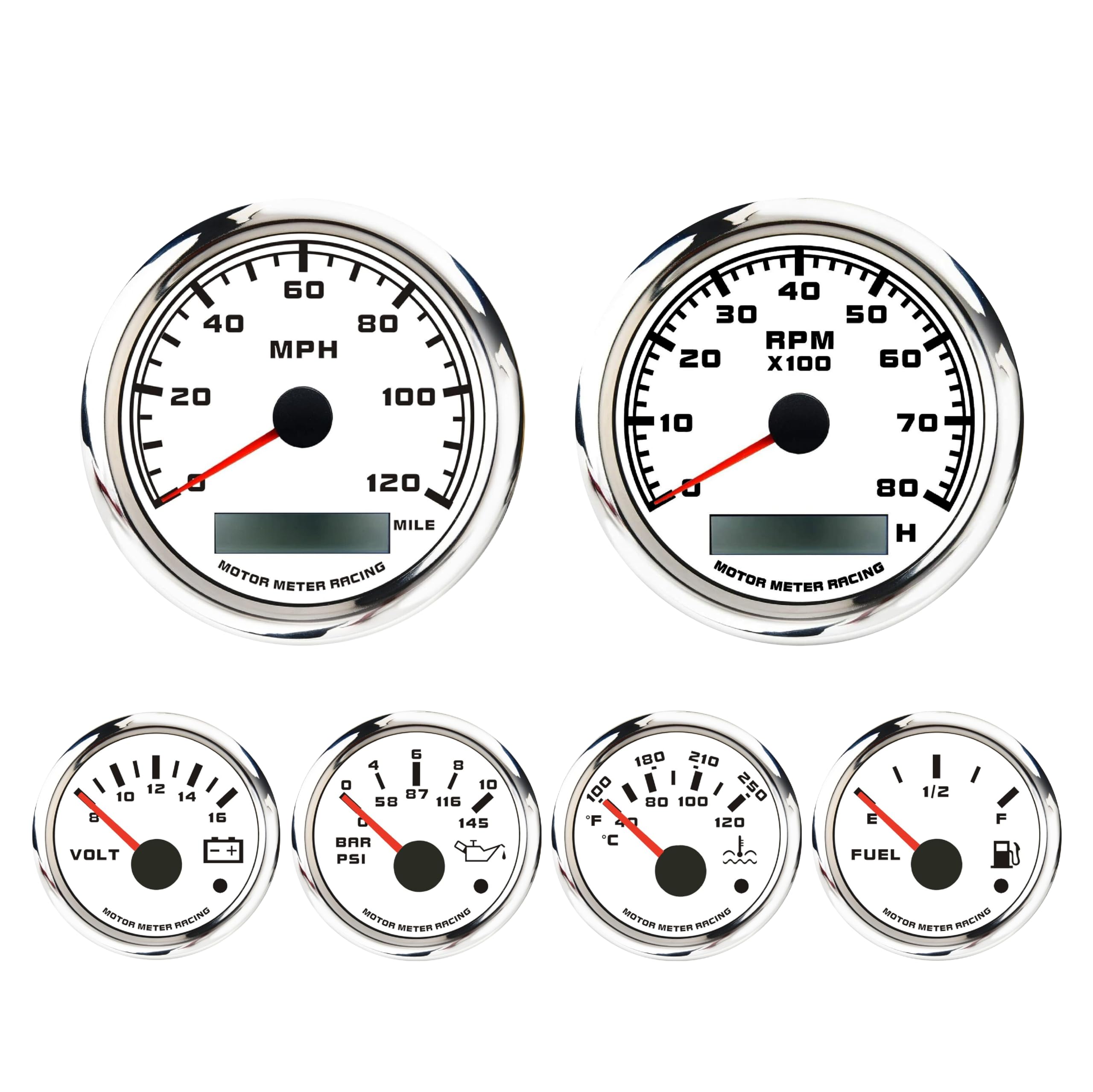 Motor Meter Racing 5 Gauge Set - Black Dial -20