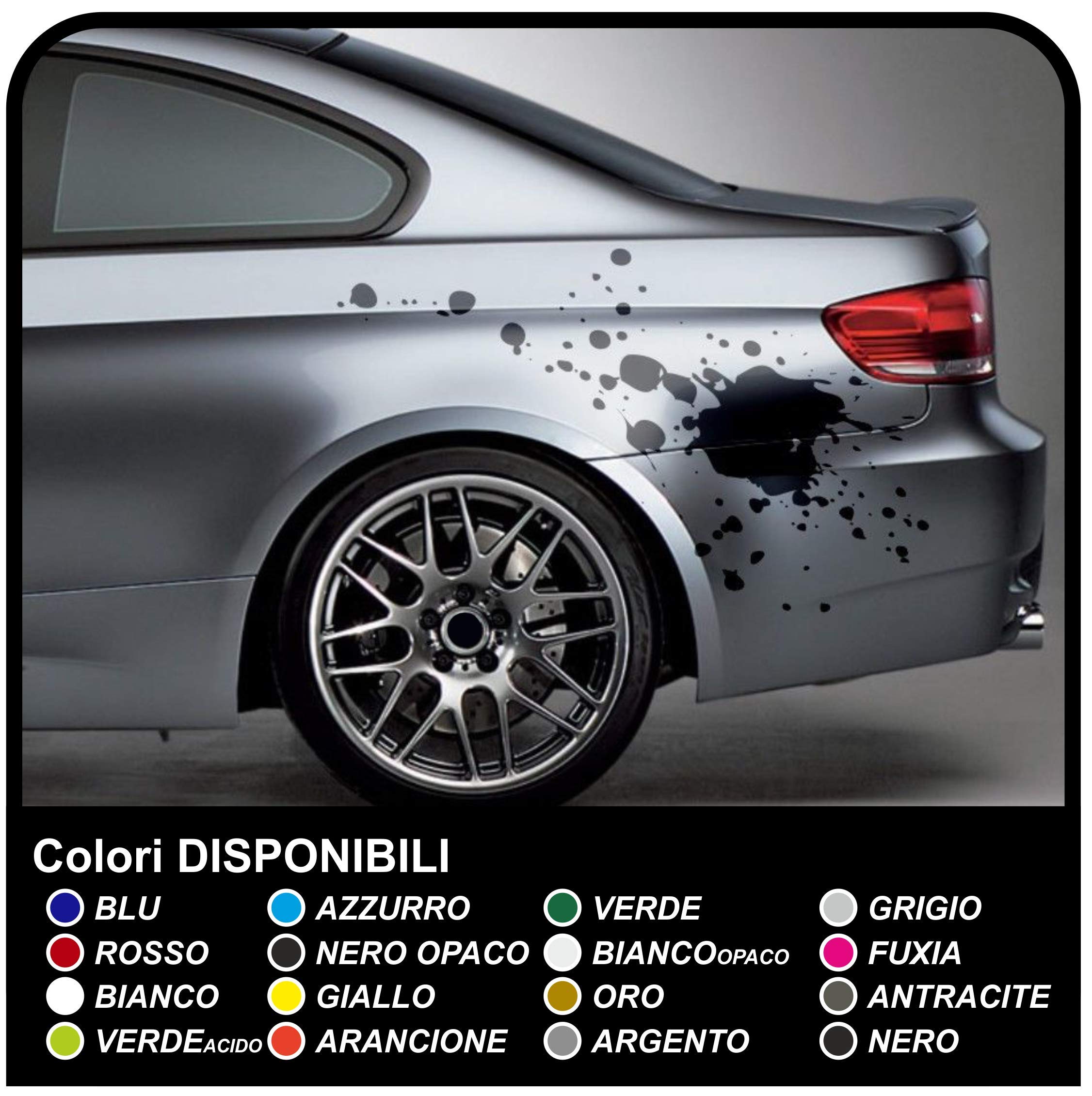 Grafic Adesivi Laterali per Auto Macchia Splash Macchie adesive per Auto Tribal Tuning (Rosso)