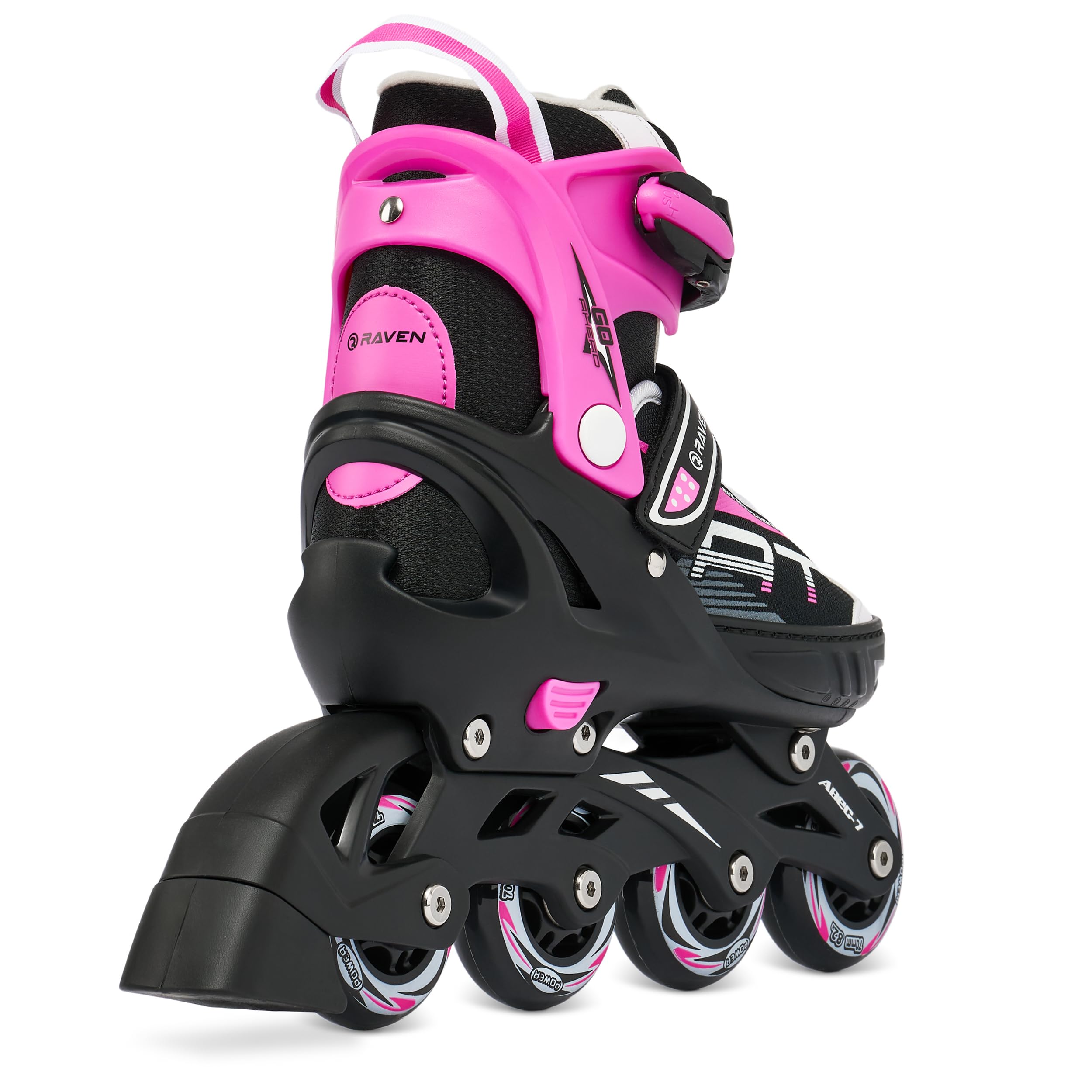 RAVEN Patines en línea, patín de Hielo 2 en 1 Profession Ajustables y modificables Negro/Rosa, 31-35(20,5cm-22,5cm)