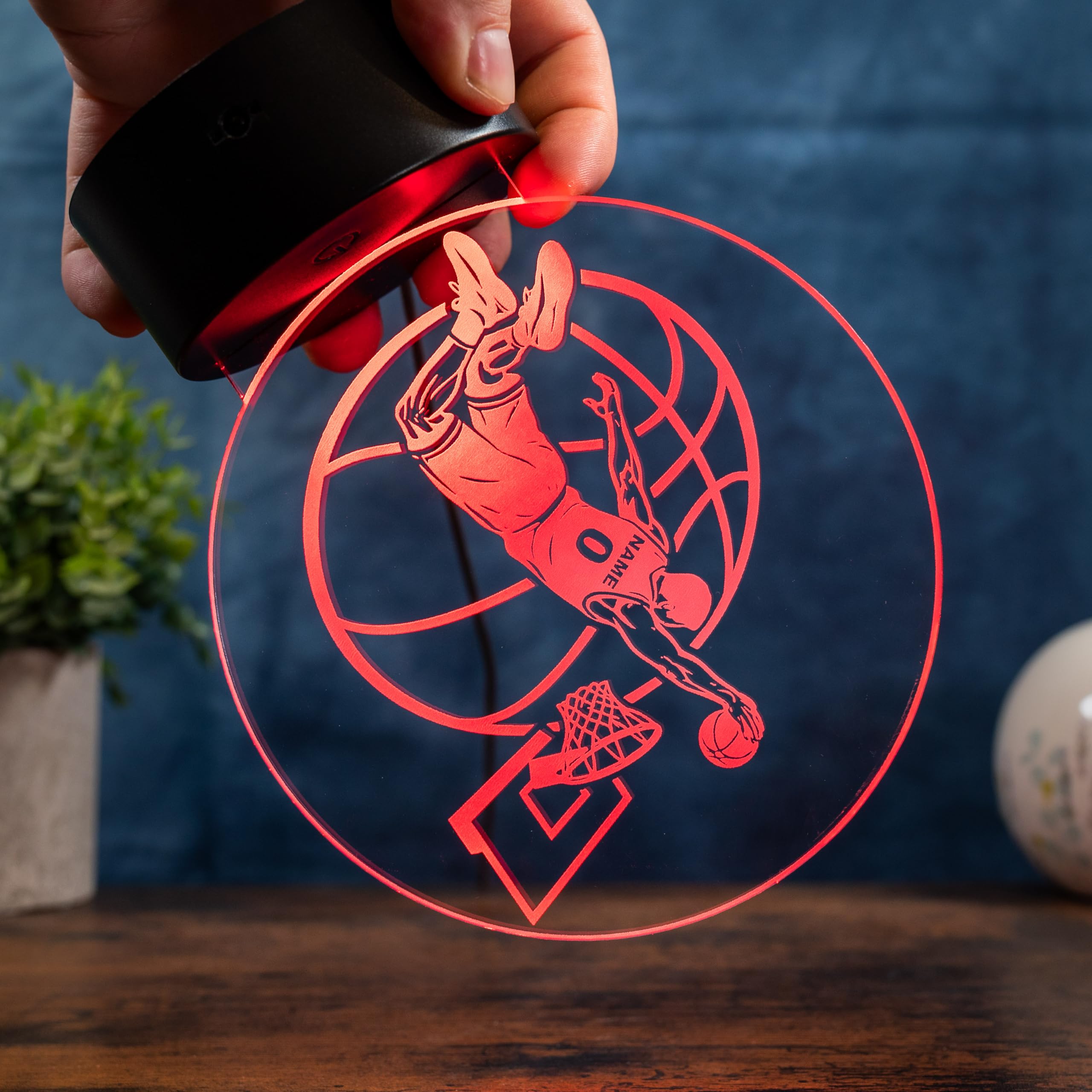 Personalisierte Basketball Lampe mit Name & Nummer – LED Nachtlicht Kinder Geschenk, Basketball Spieler Deko, Sport Geschenkidee Junge, 16 Farben dimmbar